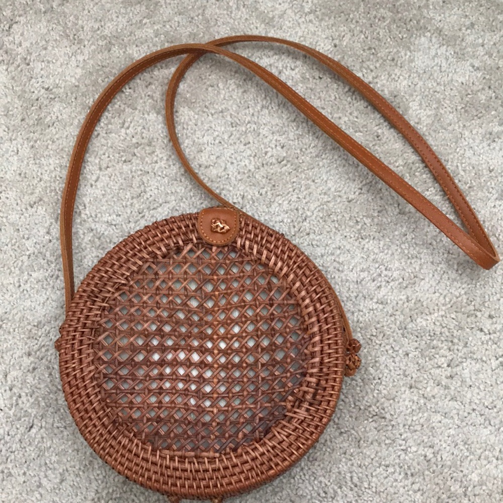 Brown Wicker Circle Bag